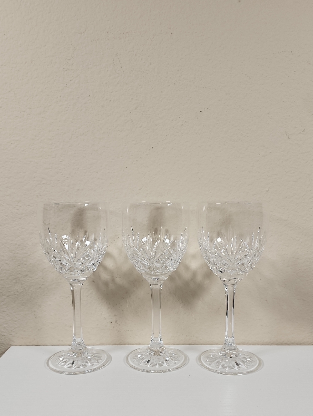 Clear Cut Crystal Wine Glasses - Set of 3